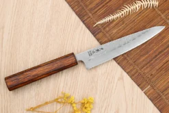 Couteau universel japonais artisanal Wusaki Yoshi G3 chêne 14cm
