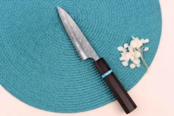 Couteau universel japonais artisanal Yu Kurosaki Fujin 12cm SG2 turquoise