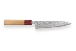 Couteau universel japonais artisanal Yoshimi Kato 15cm SG2 Damascus cerisier