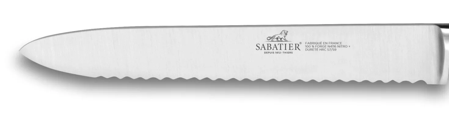 Couteau universel SABATIER Provençao 100% forgé dentelé 12cm en olivier
