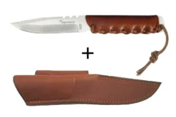 Couteau Wildsteer Baby Wild BWI0102 lame 9cm manche cuir marron + étui en cuir assorti
