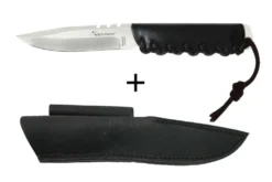 Couteau Wildsteer Baby Wild BWI0103 lame 9cm manche cuir noir + étui en cuir assorti