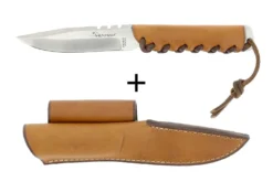 Couteau Wildsteer Baby Wild BWI0101 lame 9cm manche cuir gold + étui en cuir assorti