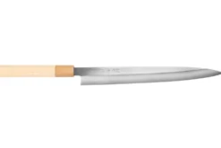 Couteau yanagiba 27cm japonais artisanal Nakamura Kaishin Saku WS2 en magnolia