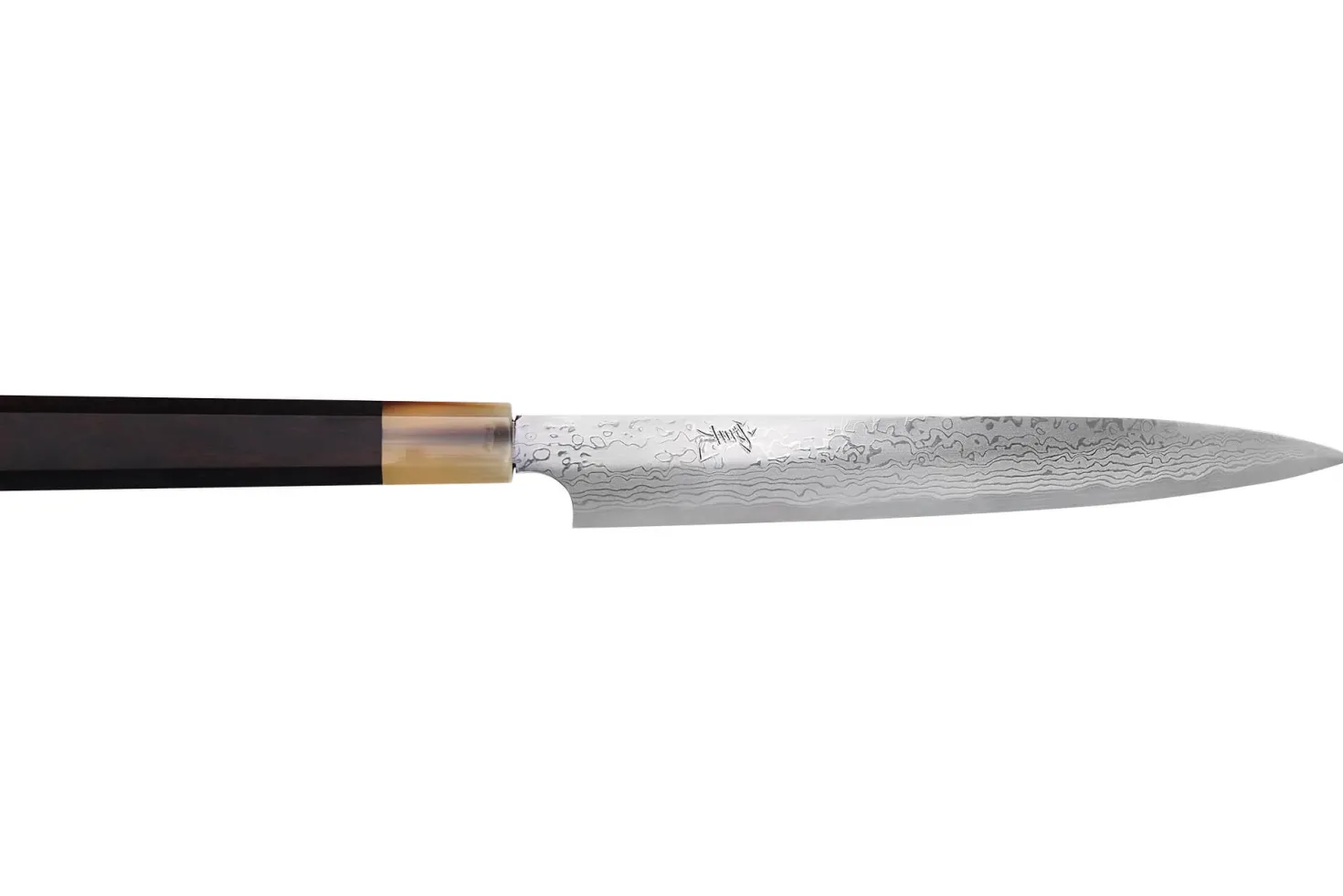 Couteau yanagiba 24cm japonais artisanal Hatsukokoro Yauji Yoshihiro Damas BS2