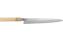 Couteau yanagiba 24cm japonais artisanal Nakamura Kaishin Saku WS2 en magnolia