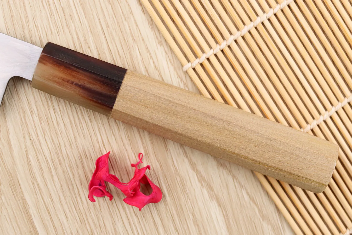 Couteau yanagiba 24cm japonais artisanal Nakamura Kaishin Saku WS2 en magnolia