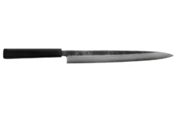 Couteau yanagiba 29cm japonais artisanal Hatsukokoro Shirasagi manche en ébène