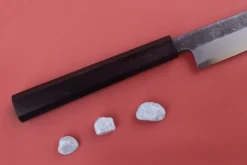 Couteau yanagiba 29cm japonais artisanal Hatsukokoro Shirasagi manche en ébène