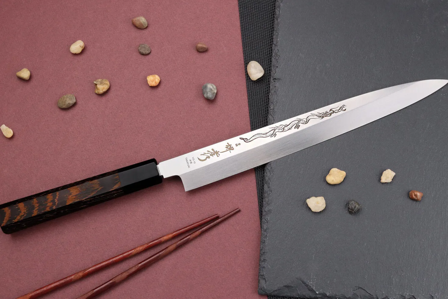 Couteau yanagiba 27cm japonais artisanal Sakai Takayuki Honyaki Shoryu VG10