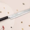 Couteau yanagiba japonais artisanal 33cm Sakai Takayuki Byakko manche en ébène + étui
