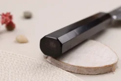 Couteau yanagiba japonais artisanal 33cm Sakai Takayuki Byakko manche en ébène + étui