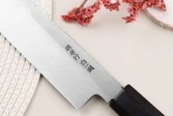 Couteau yanagiba japonais artisanal 33cm Sakai Takayuki Byakko manche en ébène + étui