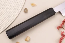 Couteau yanagiba japonais artisanal 33cm Sakai Takayuki Byakko manche en ébène + étui