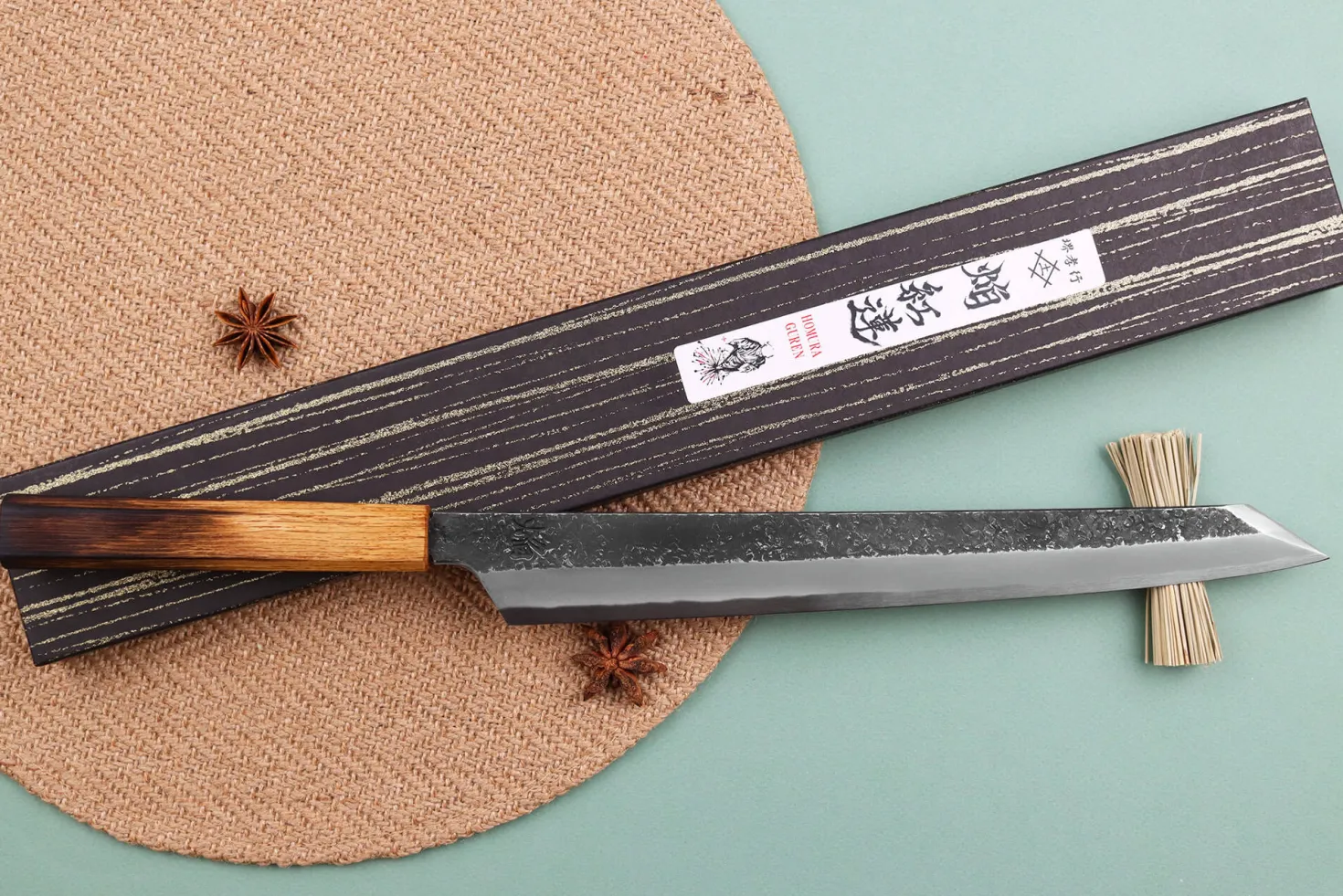 Couteau yanagiba japonais artisanal Sakai Takayuki Homura Guren 30cm