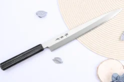 Couteau yanagiba japonais 24cm Sakai Takayuki Nanairo manche en résine ABS laquée