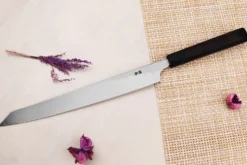 Couteau yanagiba kiritsuke 30cm japonais artisanal Sakai Takayuki Seiryu damas