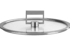 Couvercle plat Cristel Strate Fixe en verre trempé avec bouton rabattable