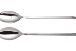 Couverts à salade Alessi Dry inox 18/10 manches satinés 30cm design par Achille Castiglioni