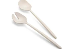 Couverts à salade blancs Guzzini Tierra en bouteilles recyclées 28cm