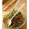 Couverts à salade Pebbly 29cm en bambou manche blanc