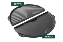 Demi-plancha réversible en fonte pour Big Green Egg XLarge et 2XLarge