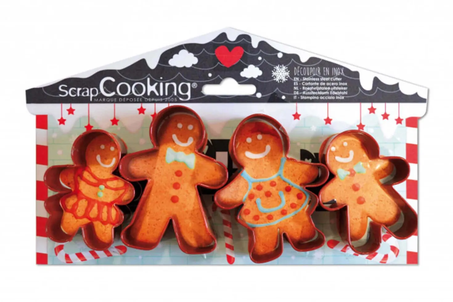 4 emporte-pièces Scrapcooking en inox - Bonhomme pain d'épice