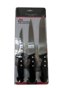 Ensemble de 3 couteaux de boucher manches polypro Pradel Excellence
