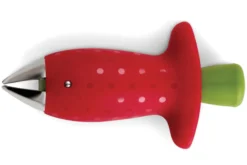 Equeuteur de fraise Chef'n StemGem en acier inox rouge