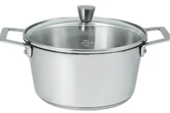 Faitout Cristel 1826 en acier inoxydable 18/10 brossé + couvercle en verre bombé