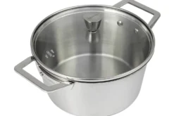 Faitout Cristel 1826 en acier inoxydable 18/10 brossé + couvercle en verre bombé