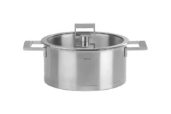 Faitout Cristel Strate Fixe en acier inox 18/10 + couvercle en verre plat