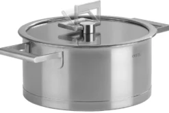 Faitout Cristel Strate Fixe en acier inox 18/10 + couvercle en verre plat
