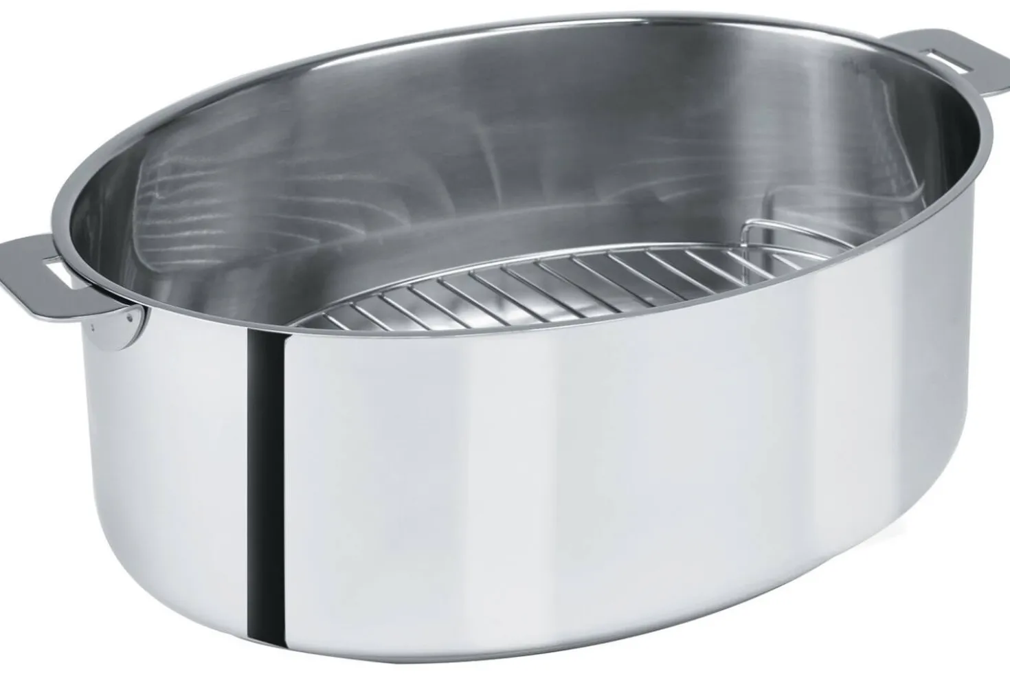 Faitout ovale Cristel Mutine amovible 30cm + grille en inox et couvercle en verre