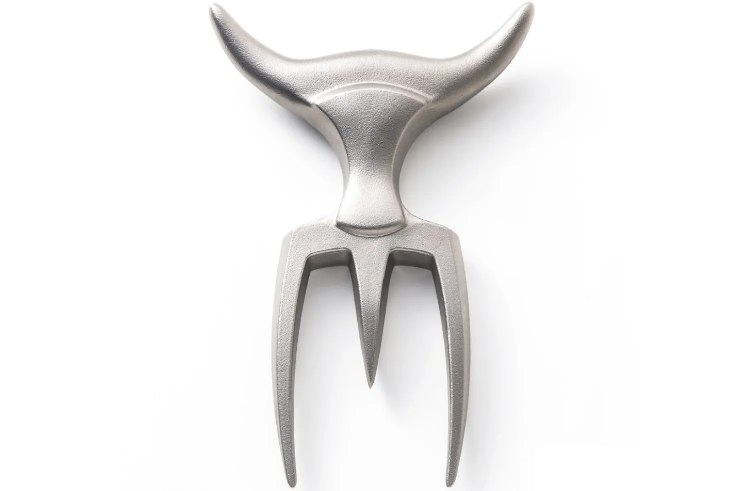 Fourchette à viande Tridens en acier inox brut avec socle en hêtre à empreinte