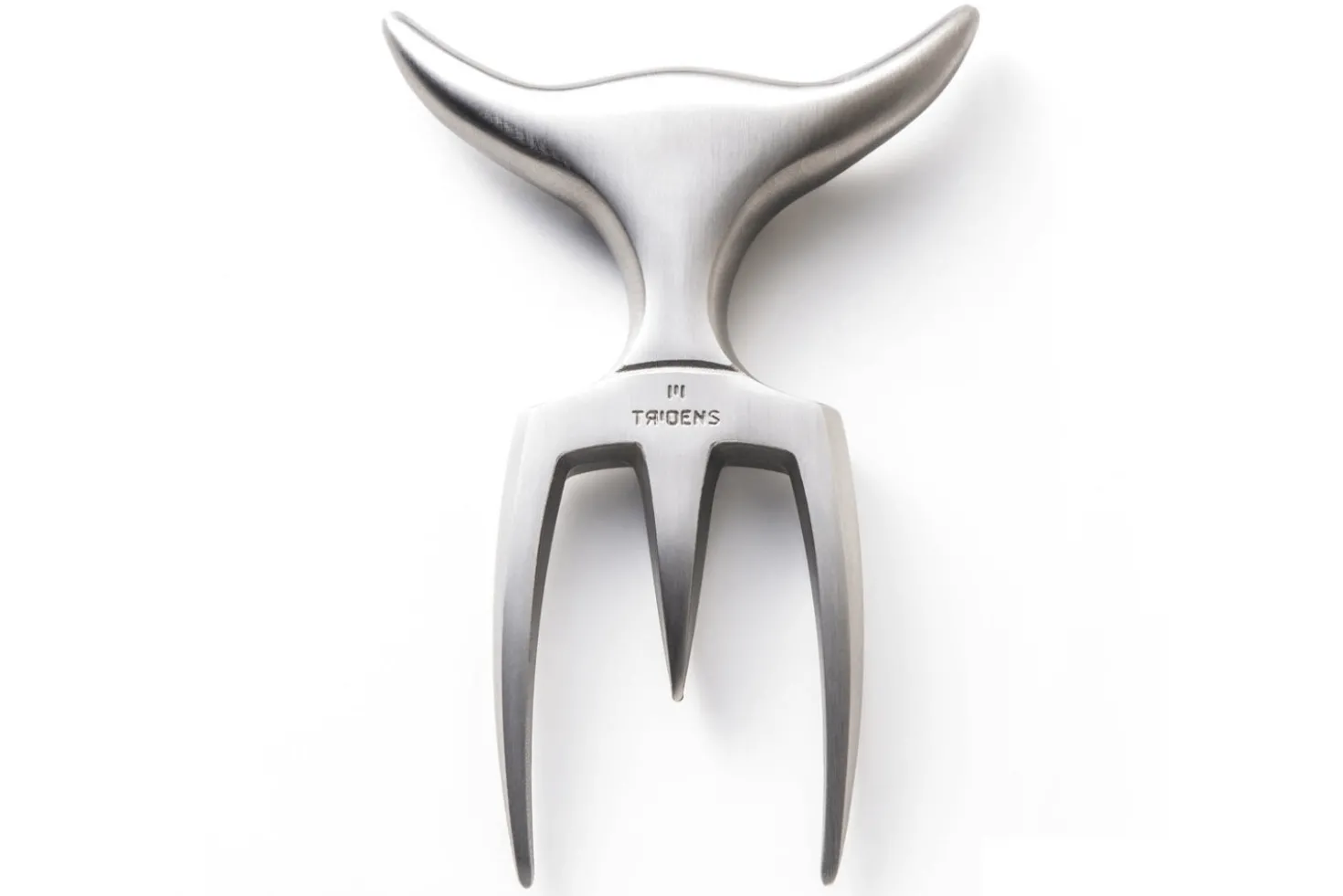Fourchette à viande Tridens en acier inox brossé avec socle en hêtre à empreinte