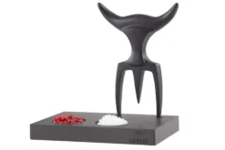 Fourchette à viande Tridens Série Limitée Onyx et son socle en paperstone
