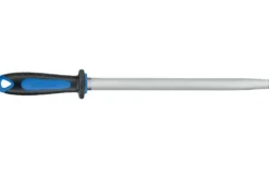 Fusil de boucher FISCHER mèche ovale 30cm grain fin manche bleu et gris