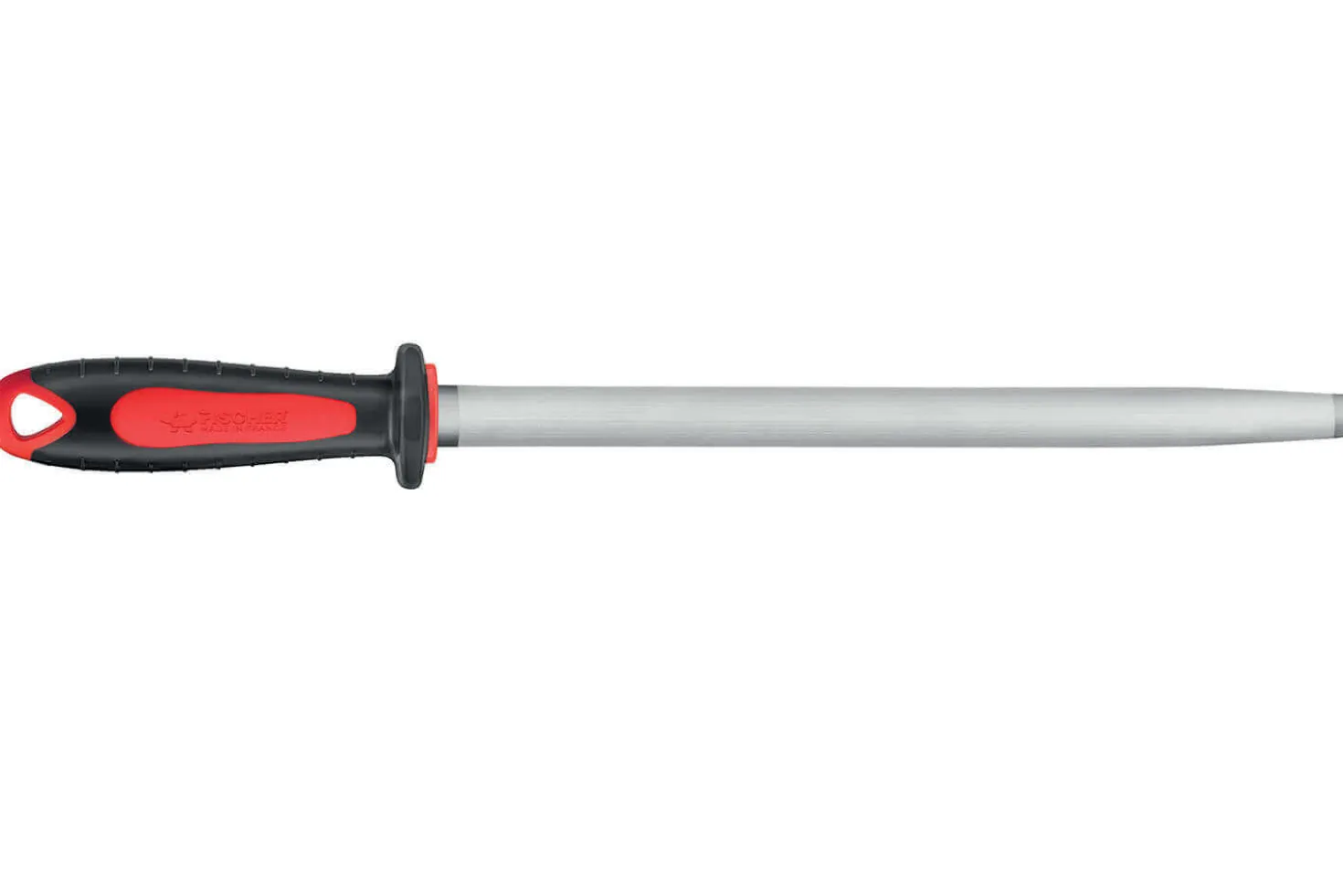 Fusil de boucher FISCHER mèche ovale 30cm grain fin manche rouge et gris