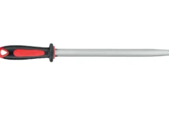 Fusil de boucher FISCHER mèche ovale 35cm grain fin manche rouge et gris
