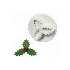 Jeu de 2 découpoirs + poussoirs feuille de houx triple Ø 22 et 45mm