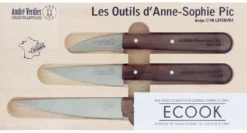 Le coffret 3 couteaux manche chêne d'Anne Sophie Pic selon André Verdier