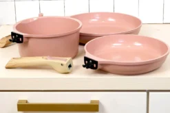 L'Incroyable Kit Cookut 2 poêles et 1 casserole à poignée amovible - guimauve