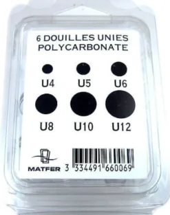 Lot de 6 douilles unies Matfer en polycarbonate