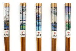 Lot de 5 paires de baguettes chinoises en bambou Kutoyama - Modèle 2