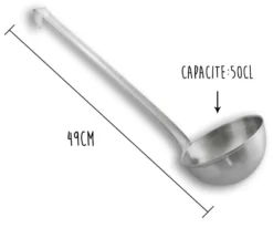 Louche acier inox 18/10 monobloc professionnelle 49cm capacité 50cl Matfer