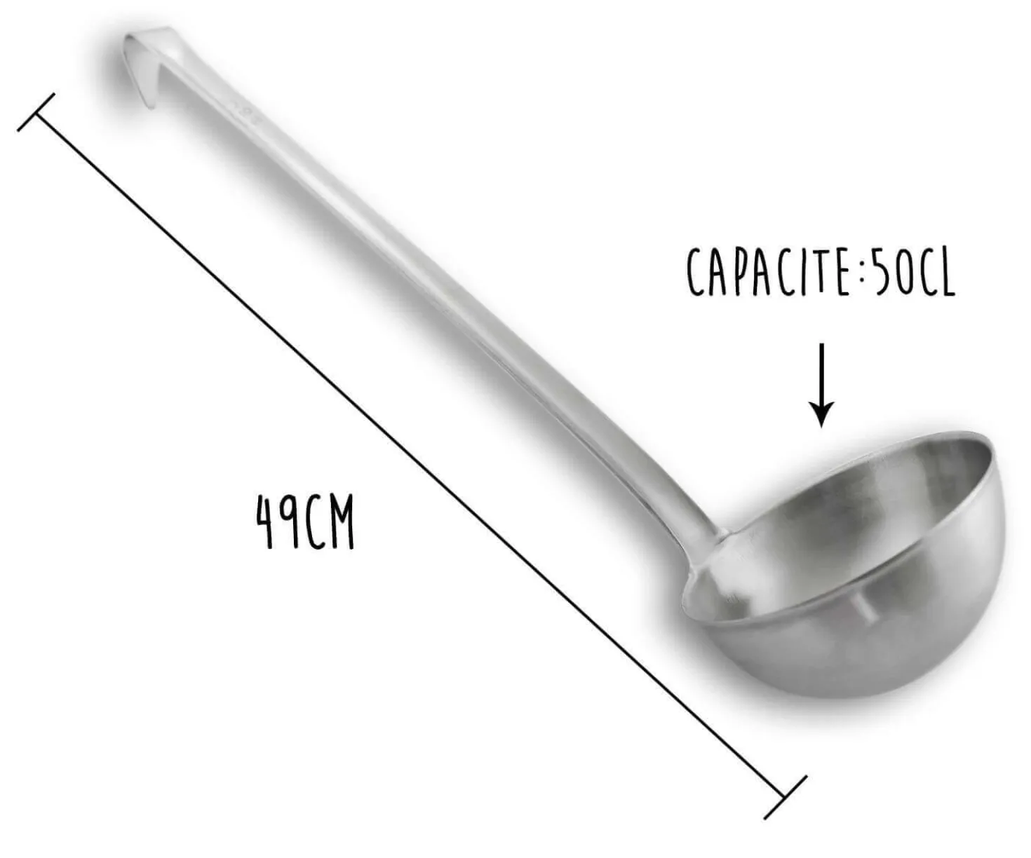 Louche acier inox 18/10 monobloc professionnelle 49cm capacité 50cl Matfer