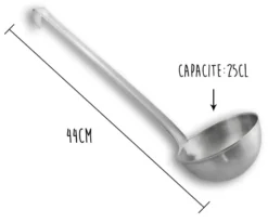 Louche acier inox 18/10 monobloc professionnelle 44cm capacité 25cl Matfer