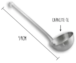 Louche acier inox 18/10 monobloc professionnelle 59cm capacité 1L Matfer