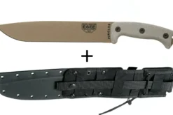 Machette Esee Junglas JUNGLAS-DE-E lame acier carbone Dark Earth 26,5cm manche micarta gris + étui